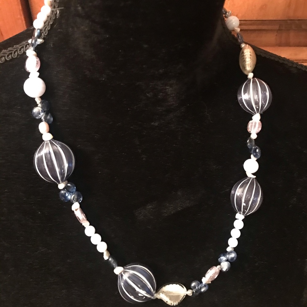 Murano Glass & quart stones 22” necklace